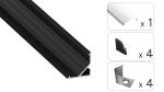 TEKKNI ARRE Set, black, transparent cover, 3 m